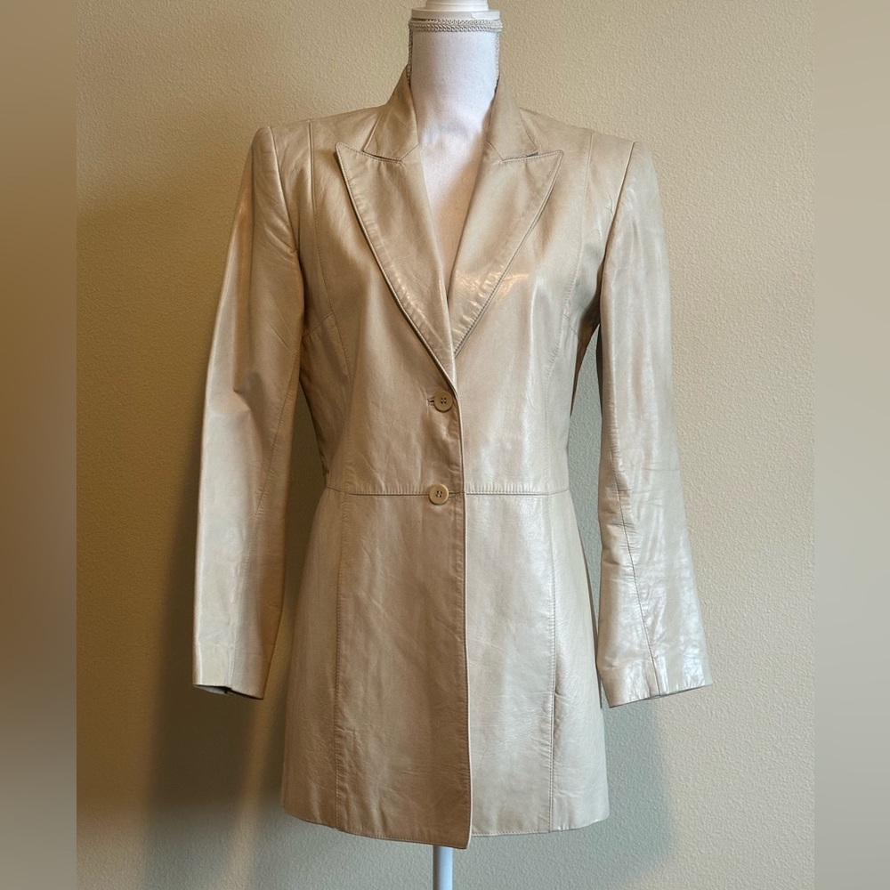 Leather Blazer - Parchment Color
